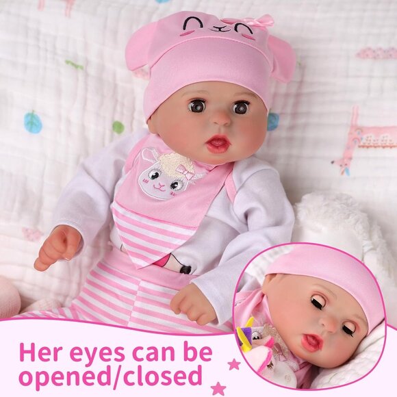 🆕17inch Soft Cloth Body Newborn Baby Poseable Limbs Snowy Baby Doll Girl - Picture 5 of 7